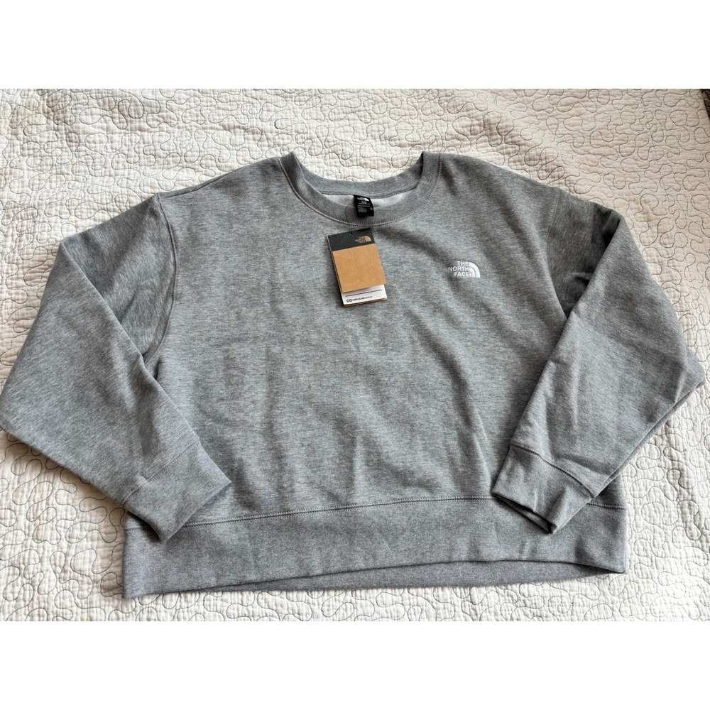 The North Face Cropped Crewneck Sweatshirt Heather Grey Women's Size XL #659